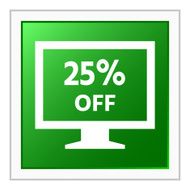 Computer Monitor icon on a square button - FlatSeries N129