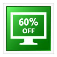 Computer Monitor icon on a square button - FlatSeries N136