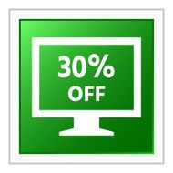 Computer Monitor icon on a square button - FlatSeries N139