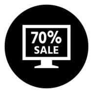 Computer Monitor icon on a round button - DimSeries N68
