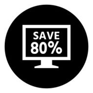 Computer Monitor icon on a round button - DimSeries N86