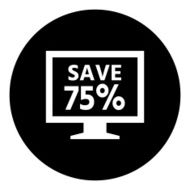 Computer Monitor icon on a round button - DimSeries N87