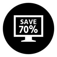 Computer Monitor icon on a round button - DimSeries N88