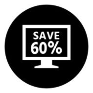 Computer Monitor icon on a round button - DimSeries N90