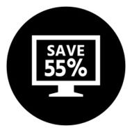 Computer Monitor icon on a round button - DimSeries N91