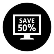 Computer Monitor icon on a round button - DimSeries N92