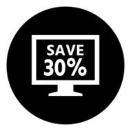 Computer Monitor icon on a round button - DimSeries N96