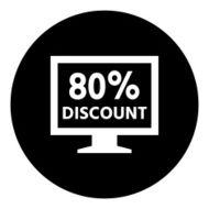Computer Monitor icon on a round button - DimSeries N106