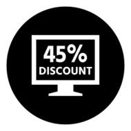 Computer Monitor icon on a round button - DimSeries N113