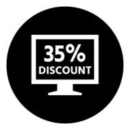 Computer Monitor icon on a round button - DimSeries N115
