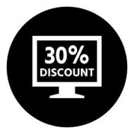 Computer Monitor icon on a round button - DimSeries N116