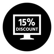 Computer Monitor icon on a round button - DimSeries N119