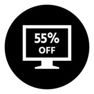Computer Monitor icon on a round button - DimSeries N126