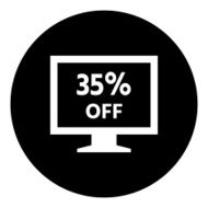 Computer Monitor icon on a round button - DimSeries N128