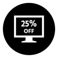 Computer Monitor icon on a round button - DimSeries N129