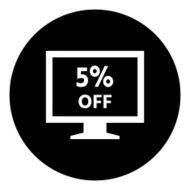 Computer Monitor icon on a round button - DimSeries N131