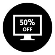 Computer Monitor icon on a round button - DimSeries N137
