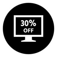 Computer Monitor icon on a round button - DimSeries N139