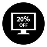 Computer Monitor icon on a round button - DimSeries N140
