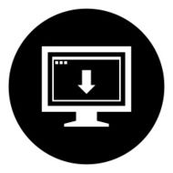 Computer Monitor icon on a round button - DimSeries N143