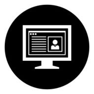 Computer Monitor icon on a round button - DimSeries N149