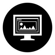 Computer Monitor icon on a round button - DimSeries N151