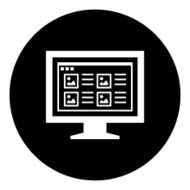Computer Monitor icon on a round button - DimSeries N154