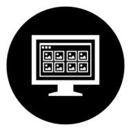 Computer Monitor icon on a round button - DimSeries N156