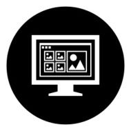 Computer Monitor icon on a round button - DimSeries N157