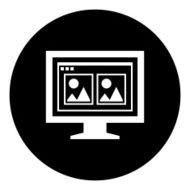 Computer Monitor icon on a round button - DimSeries N158