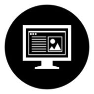 Computer Monitor icon on a round button - DimSeries N159