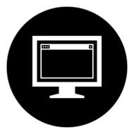 Computer Monitor icon on a round button - DimSeries N163