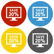 Computer Monitor icon on circle buttons - CircleSeries N98