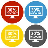 Computer Monitor icon on circle buttons - CircleSeries N116