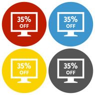 Computer Monitor icon on circle buttons - CircleSeries N128