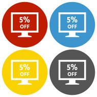 Computer Monitor icon on circle buttons - CircleSeries N131