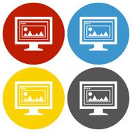 Computer Monitor icon on circle buttons - CircleSeries N151