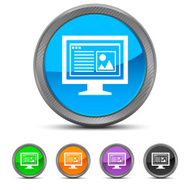 Computer Monitor icon on circle buttons - CircledSeries N158