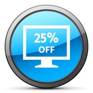 Computer Monitor icon on a round button - BrightSeries N129