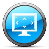 Computer Monitor icon on a round button - BrightSeries N144