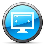 Computer Monitor icon on a round button - BrightSeries N146