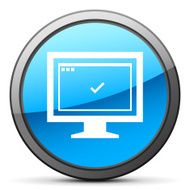 Computer Monitor icon on a round button - BrightSeries N148