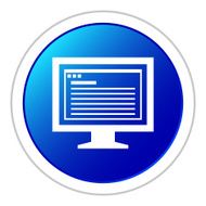 Computer Monitor icon on a round button - StickerSeries N70