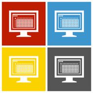 Computer Monitor icon on square buttons - SquareSeries N174