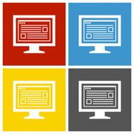 Computer Monitor icon on square buttons - SquareSeries N182