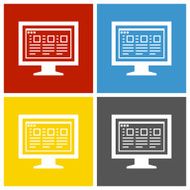 Computer Monitor icon on square buttons - SquareSeries N186