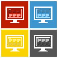 Computer Monitor icon on square buttons - SquareSeries N191