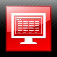 Computer Monitor icon on a square button - SleekSeries N154