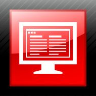 Computer Monitor icon on a square button - SleekSeries N156