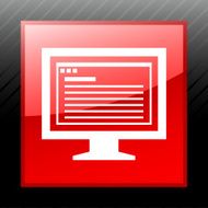 Computer Monitor icon on a square button - SleekSeries N157